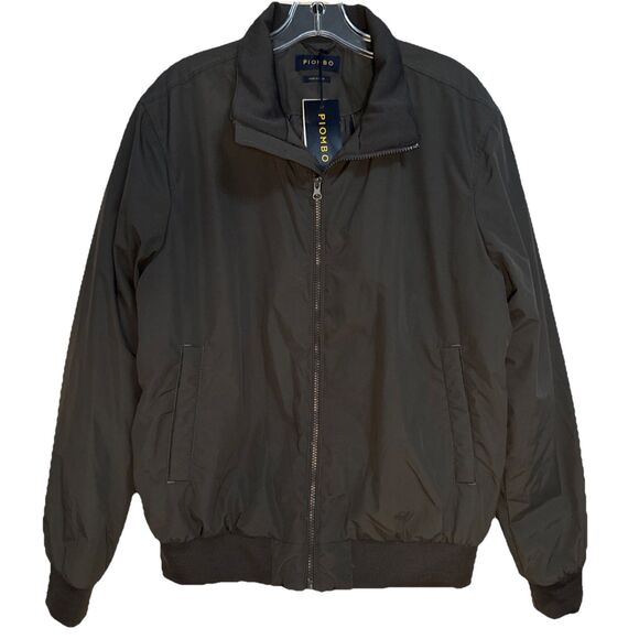 Piombo Large Bomber Jacket Padded Lined Coat Gray Full Zip Pockets NWT - Picture 1 of 10